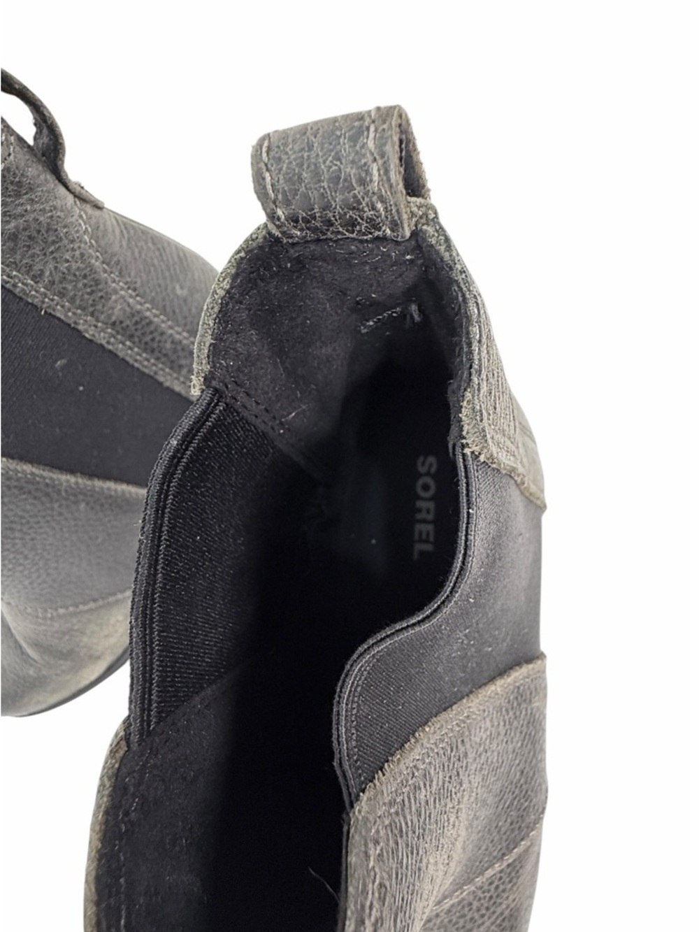 Sorel Chelsea Boots Womens 8 Black gray Leather Waterproof Ankle Boot Lug Sole - Picture 15 of 16
